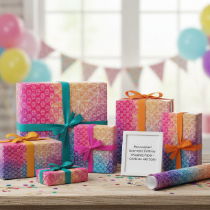 Personalisiertes geometrisches Geburtstagspapier Geschenkpapier