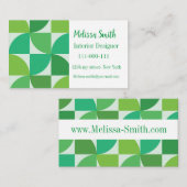 Personalisiertes geometrisches Grün aus der Mitte  Visitenkarte (Vorne/Hinten)