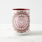 Personalisiertes geometrisches Herz Mandala Liebe Tasse (Zentrum)
