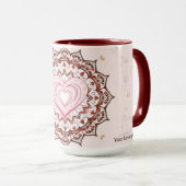 Personalisiertes geometrisches Herz Mandala Liebe Tasse (VorderseiteRechts)