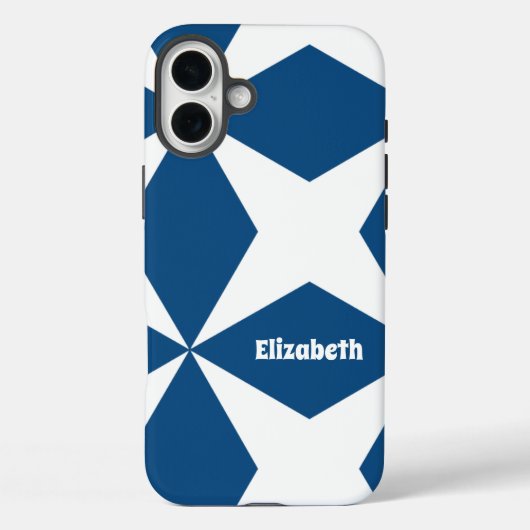 Personalisiertes geometrisches Muster Classic Blue Case-Mate iPhone Hülle (Rückseite)