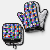 Personalisiertes geometrisches Muster Ofenhandschuh & Topflappen-Set (Vorderseite/Rückseite)