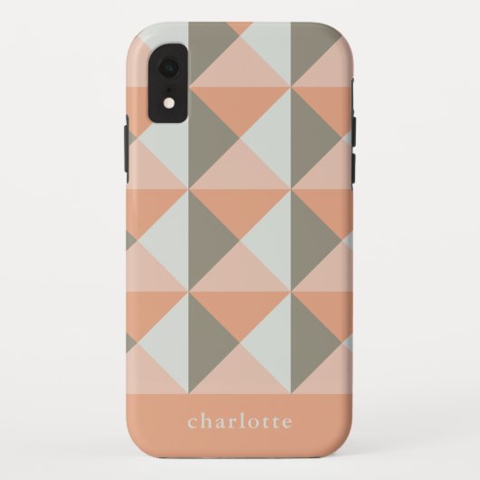 Personalisiertes geometrisches Muster Peach Taupe Case-Mate iPhone Hülle (Rückseite)
