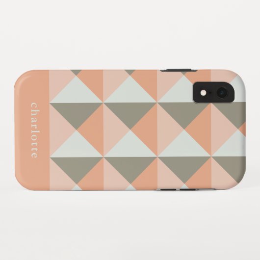 Personalisiertes geometrisches Muster Peach Taupe Case-Mate iPhone Hülle (Rückseite (Horizontal))