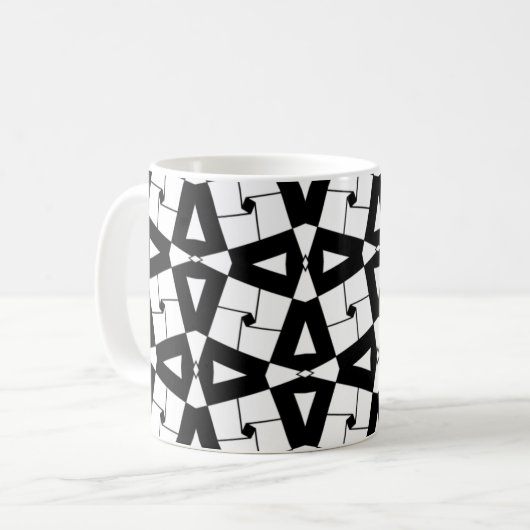 Personalisiertes geometrisches Muster Schwarz/Weiß Kaffeetasse (Vorderseite Links)