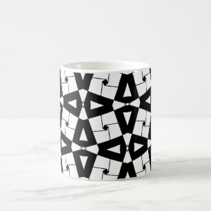Personalisiertes geometrisches Muster Schwarz/Weiß Kaffeetasse