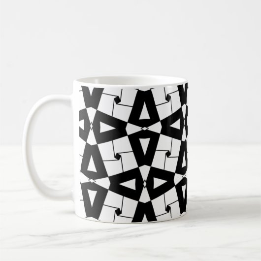 Personalisiertes geometrisches Muster Schwarz/Weiß Kaffeetasse (Links)