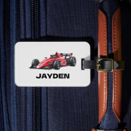 Personalisiertes Gepäckanhänger Jungen Rennwagen