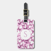 Personalisiertes Gepäckanhänger mit rosa Schmetter (Vorderseite vertikal)