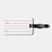 Personalisiertes Gepäckanhänger mit rosa Schmetter (Rückseite horizontal)