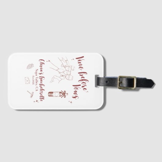 Personalisiertes Gepäckanhänger 'Vino Before Vows' (Vorderseite (Horizontal))