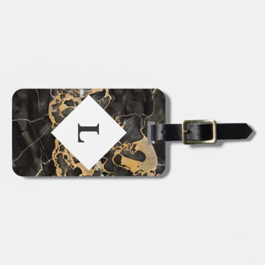 Personalisiertes Gepäckstück aus schwarzem und gol Gepäckanhänger (Vorderseite horizontal)