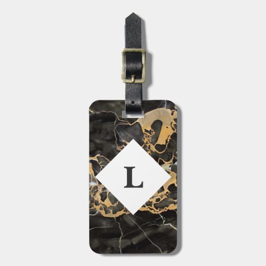 Personalisiertes Gepäckstück aus schwarzem und gol Gepäckanhänger (Vorderseite vertikal)