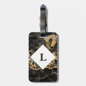 Personalisiertes Gepäckstück aus schwarzem und gol Gepäckanhänger (Rückseite vertikal)