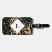 Personalisiertes Gepäckstück aus schwarzem und gol Gepäckanhänger (Vorderseite horizontal)