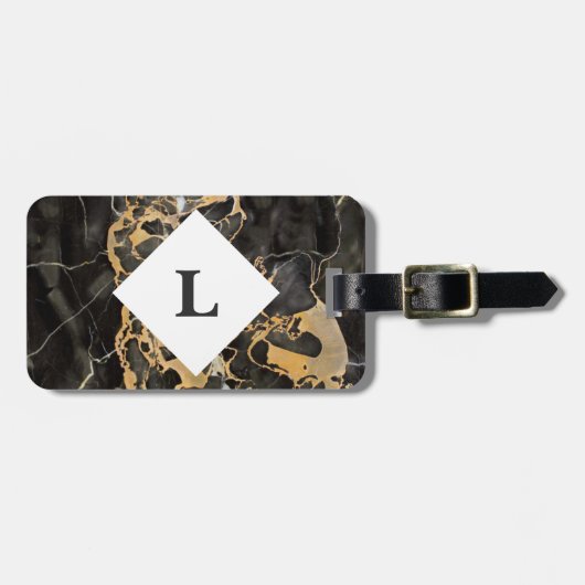 Personalisiertes Gepäckstück aus schwarzem und gol Gepäckanhänger (Vorderseite horizontal)