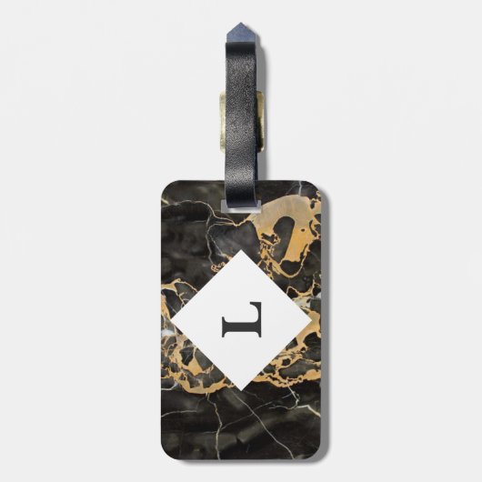 Personalisiertes Gepäckstück aus schwarzem und gol Gepäckanhänger (Rückseite vertikal)