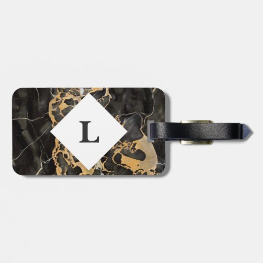 Personalisiertes Gepäckstück aus schwarzem und gol Gepäckanhänger (Rückseite horizontal)
