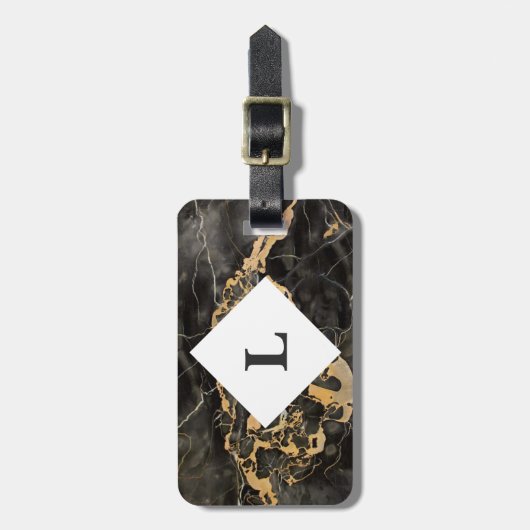 Personalisiertes Gepäckstück aus schwarzem und gol Gepäckanhänger (Vorderseite vertikal)