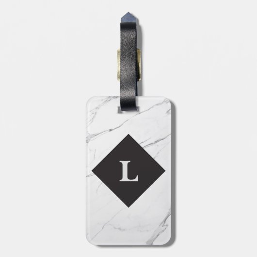 Personalisiertes Gepäckstück aus weißem Marmor Gepäckanhänger (Rückseite vertikal)