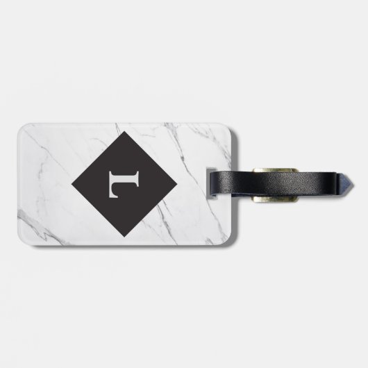 Personalisiertes Gepäckstück aus weißem Marmor Gepäckanhänger (Rückseite horizontal)