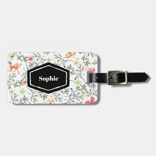 Personalisiertes Gepäckstück mit tropischem Flor Gepäckanhänger (Vorderseite horizontal)
