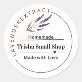 Personalisiertes Geschäft mit dem Label "Lavendel  Runder Aufkleber