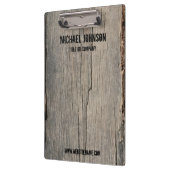 Personalisiertes Geschäft mit rustikalen Holztextu Klemmbrett (Links)