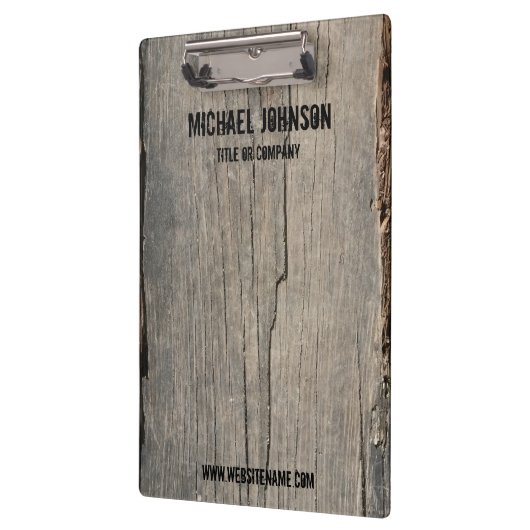 Personalisiertes Geschäft mit rustikalen Holztextu Klemmbrett (Links)