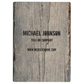 Personalisiertes Geschäft mit rustikalen Holztextu Klemmbrett (Rückseite)