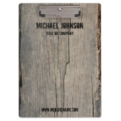 Personalisiertes Geschäft mit rustikalen Holztextu Klemmbrett (Vorderseite)