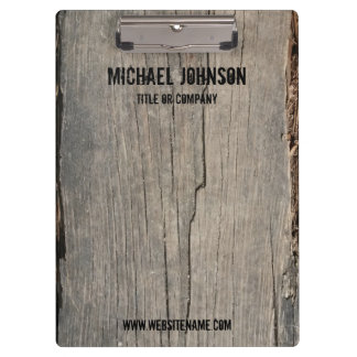 Personalisiertes Geschäft mit rustikalen Holztextu Klemmbrett