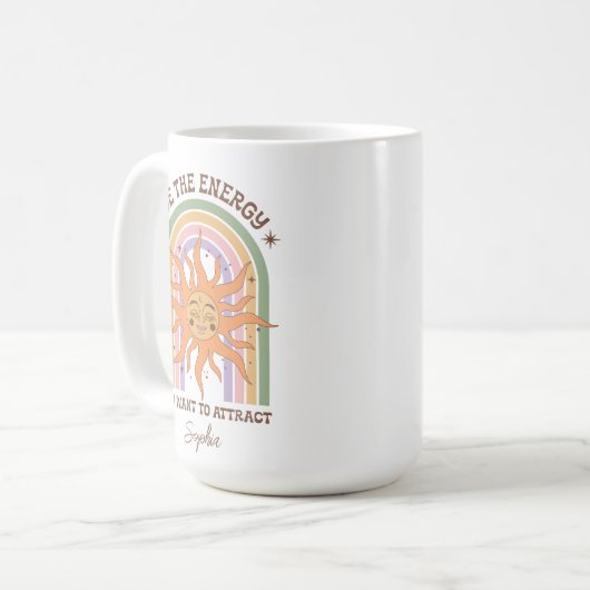 Personalisiertes Geschenk Boho sein die Energie In Kaffeetasse (Vorderseite Links)