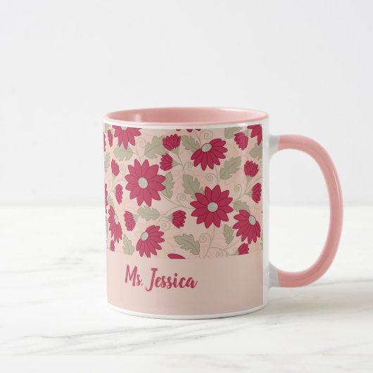 Personalisiertes Geschenk des Lehrers, rosa Gänse Tasse (Rechts)