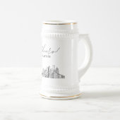 Personalisiertes Geschenk Detroit Skyline Sketch Bierglas (VorderseiteRechts)