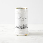 Personalisiertes Geschenk Detroit Skyline Sketch Bierglas (Mittel)