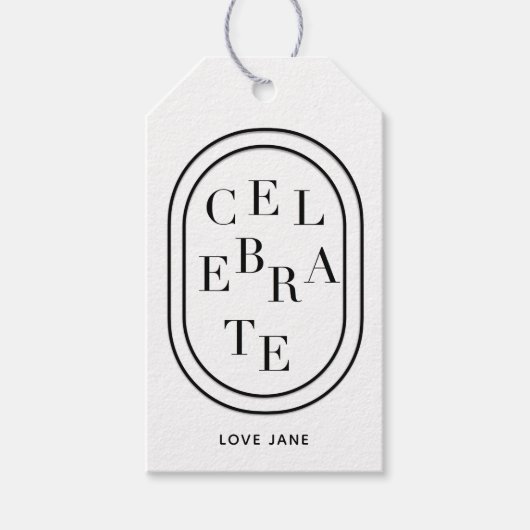 Personalisiertes Geschenk "feiern" Geschenkanhänger (Vorderseite)