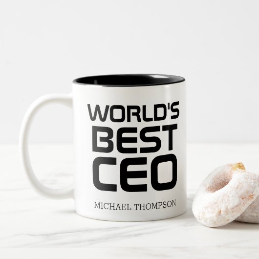 Personalisiertes Geschenk für CEO Boss Zweifarbige Tasse (Mit Donut)