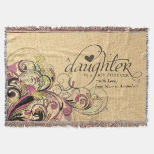 Personalisiertes Geschenk für Daughter Retro Blume Decke