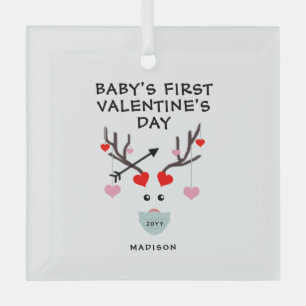 Personalisiertes Geschenk für den ersten Valentin Ornament Aus Glas
