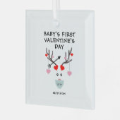 Personalisiertes Geschenk für den ersten Valentins Ornament Aus Glas (Vorderseite links)