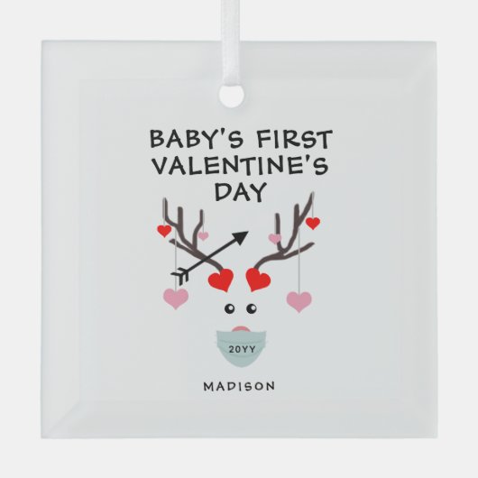Personalisiertes Geschenk für den ersten Valentins Ornament Aus Glas (Vorderseite)