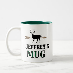 Personalisiertes Geschenk für den Hirschjagd Zweifarbige Tasse