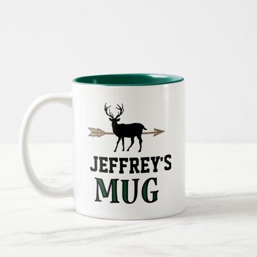 Personalisiertes Geschenk für den Hirschjagd Zweifarbige Tasse (Links)