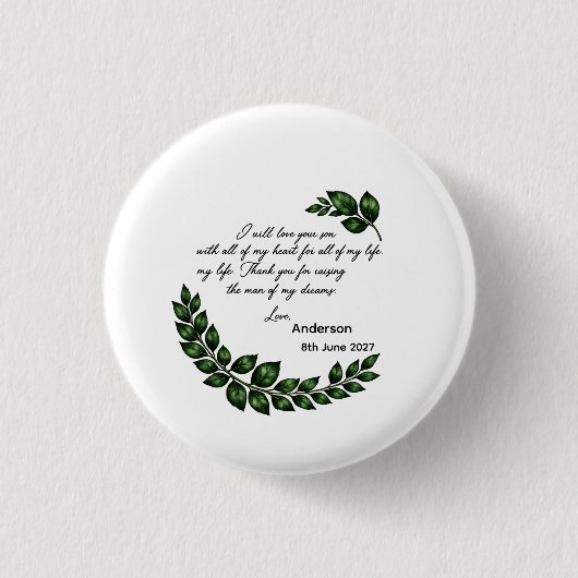 Personalisiertes Geschenk für die Mutter des Bräut Button (Vorderseite)