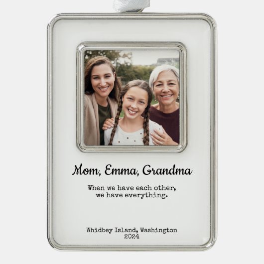 Personalisiertes Geschenk für Großeltern Rahmen-Ornament Silber (Vorderseite)