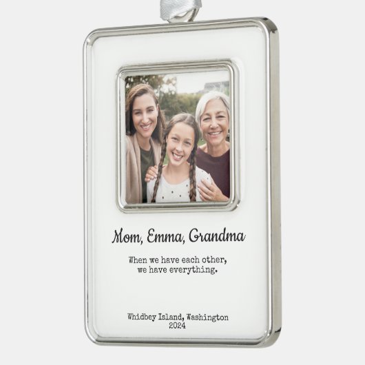 Personalisiertes Geschenk für Großeltern Rahmen-Ornament Silber (Links)