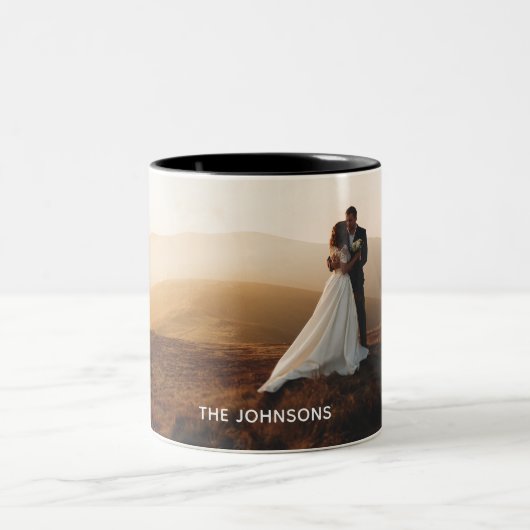 Personalisiertes Geschenk für moderne Foto-Tasse Zweifarbige Tasse (Mittel)