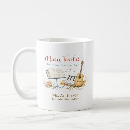 Personalisiertes Geschenk für Musiklehrer Kaffeetasse (Links)