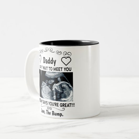 Personalisiertes Geschenk für Neuvater von ungebor Zweifarbige Tasse (Vorderseite Links)